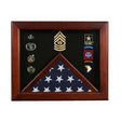 Military Flag medal display case, Mahogany wood for 3x5 flag available in blue or black.