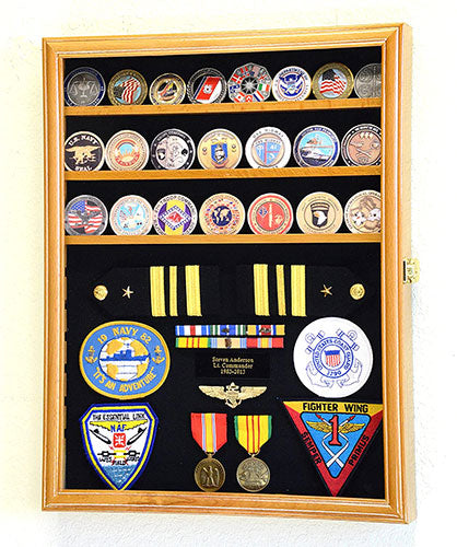 Challenge Coin/Buttons Chips Combo Display Case Box Cabinet