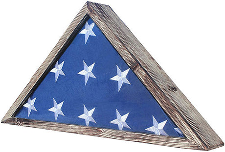 Rustic Flag Case - Military Flag Display Case for 9.5 x 5 American Veteran Burial Flag Folded - Flag Holder Shadow Box to Display Folded Flag. (Weathered Wood), Rustic Flag Case - Military Flag Display Case for 9.5 x 5, The Military Gift Store, Triangle flag display