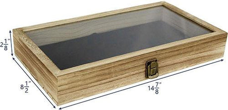Flag Connection Wooden Jewelry Display case with Tempered Glass Top Lid, Oak Color, Wooden Jewelry Display case with Tempered Glass Top Lid, The Military Gift Store, Flag Display cases (71)