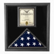 Flag and Certificate Case Black Frame, American Made 3" x 5"., , The Military Gift Store, Flag and Certificate Case