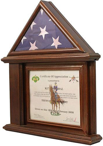 Flag Display Case with Certificate & Document Holder Frame