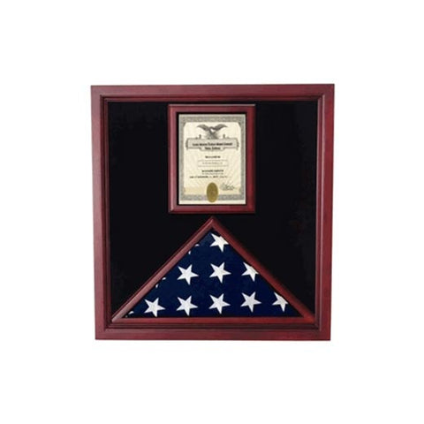 Flag and Document Case - Vertical 8 1/2 x 11 Document - Oak or Cherry or Black Material.