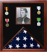 Photo Flag and Medal Display Case, Flag and Photo Frame 3" x 5"., , The Military Gift Store, Medal Display Case