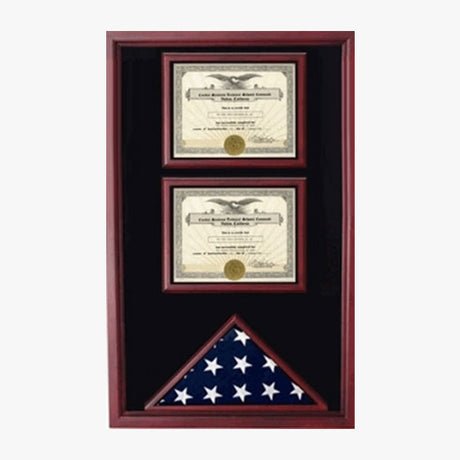 2 Certificates Flag Display case - Oak. - The Military Gift Store