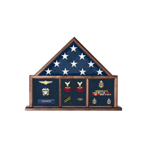 Flags Connections - USAF Shadow Box, Flag Medal Case - Cherry Finish Material.