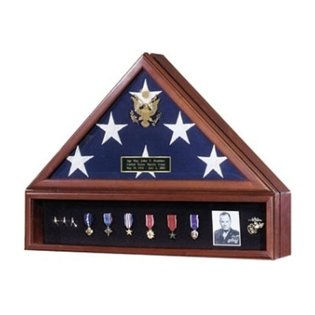 American Flag Case and Medal Display Case - Presidential - Walnut or Cherry Material. - The Military Gift Store