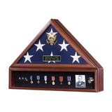 American Flag Case and Medal Display Case - Presidential - Walnut or Cherry Material. - The Military Gift Store