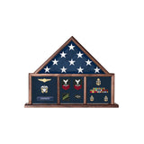 Flags Connections - USAF Shadow Box, Flag Medal Case - Oak Material., , The Military Gift Store, 3 Bay Flag Frames