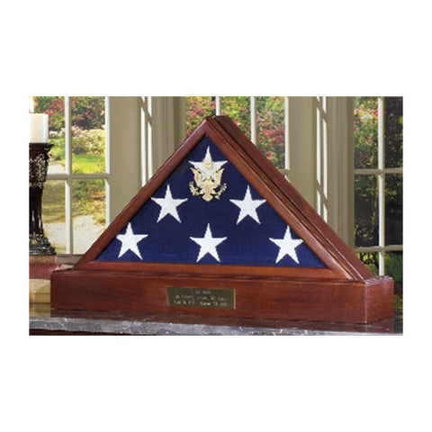 Large Flag Display case for 5 x 9.5 Flag - Burial Flag - Walnut or Cherry Material.