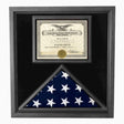 Flag and Certificate Case Black Frame, flag certificate holder, Flag and Certificate Case Black Frame, with certificate holder, The Military Gift Store, Flag and Document Display Case