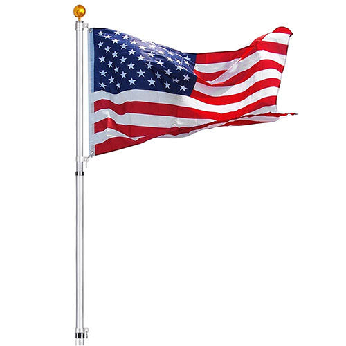 30 ft Telescopic Flag Pole Kit Fly 2 Flags 16 Gauge Aluminum Flagpole