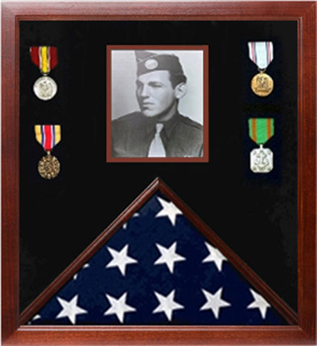 Photo Flag and Medal Display Case, Flag and Photo Frame 5" x 9.5"., , The Military Gift Store, Medal Display Case