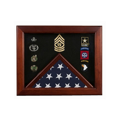Master Sergeant Flag Display Cases - Master Sergeant Gift - Oak or Oak/Cherry Finish Material.