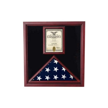 Flag and Document Case - Vertical 8 1/2 x 11 Document - Cherry Material. - The Military Gift Store