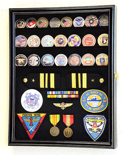 Challenge Coin/Medals/Buttons Chips Combo Display Case Box Cabinet