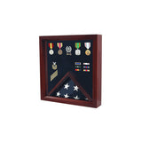 Flag Medal Display Case, Wood Military Flag Medal Shadow Boxes, Cherry Case, Flag Medal Display Case, Wood Military Flag Medal Shadow Boxes, The Military Gift Store, Flag and Medal Display Cases