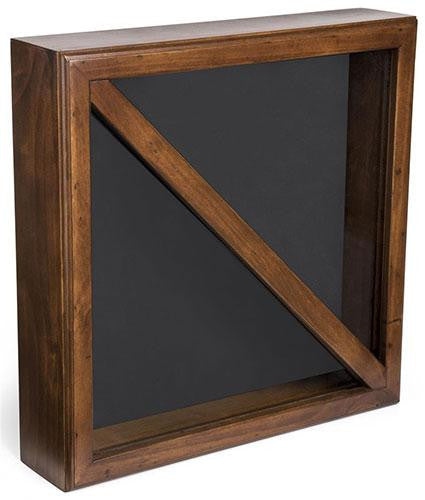 Flag Display Box, Tempered Glass & Pine Wood Construction – Cherry, Black Finish (FC59FLG3CH)