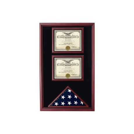 2 Certificates Flag Display case