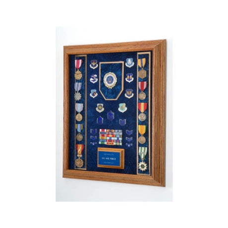 Flags Connections - Awards Display Case - Military Awards Display Case - Oak or Walnut Material.