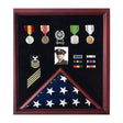 Flag Photo Display Case with Badge Display Case - Oak or Cherry., , The Military Gift Store, Flag Photo and Badge Display Case
