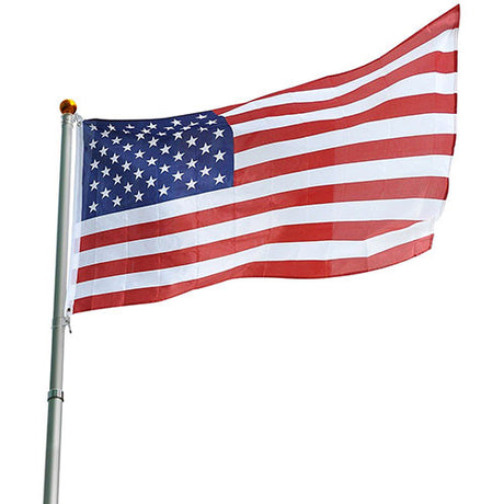 25ft Telescopic Aluminum Flag Pole 16 Gauge Fly 2 Flags 3'x5'