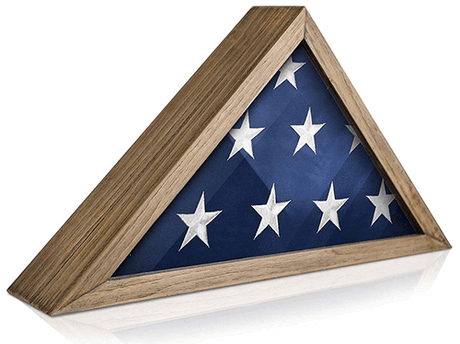 Rustic Flag Case SOLID WOOD Military Flag Display Case for 9.5 x 5 Flag