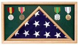 Army Oak Flag Memorial Display Case 3' x 5', , The Military Gift Store, Military Medals Display Cases