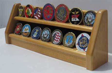 Challenge Coin/Casino Chip Display Stand Rack Holder Stand (2 Rows)