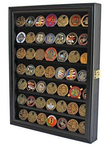 Challenge Coin / Casino Chip Display Case Cabinet Holder Shadow Box - Glass Door, Challenge Coin / Casino Chip Display Case Cabinet Holder Shadow Box, The Military Gift Store, Challenge COIN DISPLAY STANDS - Coin Display Rack