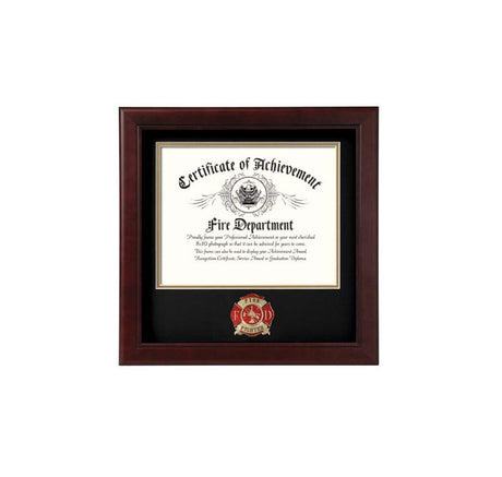 US Firefighter Certificate of Achievement Picture Frame with Medallion - 8 x 10 Inch Opening