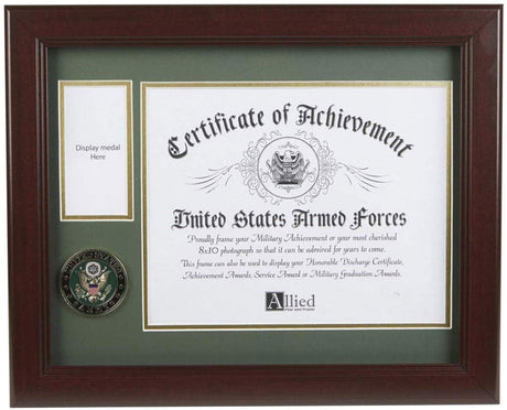 U.S. Army Medal and Award Frame with Medallion -13 x 16, Army frames, Army certificate and medalion 