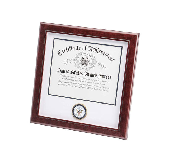 US Navy Certificate of Achievement Picture Frame with Medallion - 8 x 10 Inch Opening