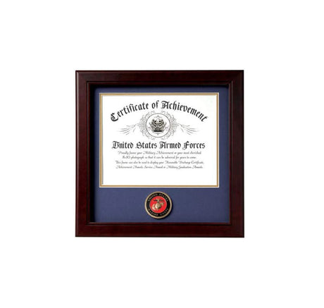 US Marine Corps Certificate of Achievement Picture Frame with Medallion - 8 x 10 Inch Opening, US Marine Corps Certificate of Achievement Picture Frame, The Military Gift Store, Awards Case