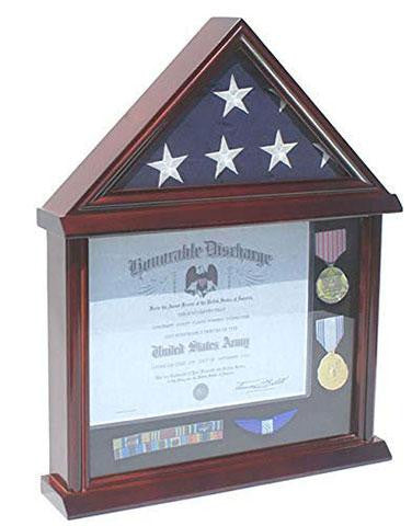 Flag Connections 3’x 5’ Flag Display Case Frame Shadow Box, with Certificate and Document Holder