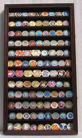 Flag Connections LOCKABLE Military Challenge Coin Display Case Cabinet Rack Holder