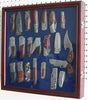 Knife Display Case Wall Shadow Box for Hunting Pocket Swiss Army Knives Display, Cherry Finish