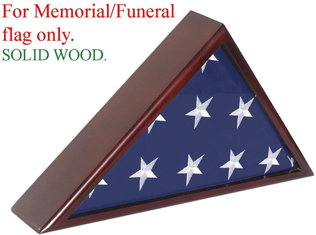 Solid Wood Memorial Flag Case Frame Display Case for 5x9.5' Flag Folded for Funeral or Burial Flag