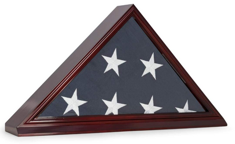 Cherry Wood Memorial Flag Frame Display Case for 5" x 9.5" Flag Folded for Funeral or Burial Flag
