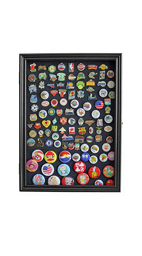 Display Case Wall Frame Cabinet for Military Medals, Pins, Patches, Insignia, Ribbons, Brooches