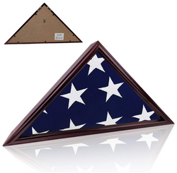 Flag Display Case for Military Veteran Burial Funeral Flag 5' x 9' - Solid Wood