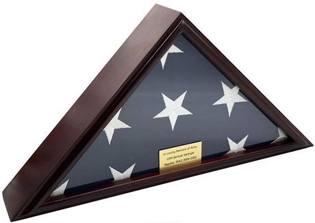 5x9 Burial/Funeral/Veteran Flag Elegant Display Case, Solid Wood