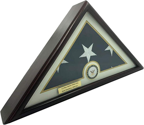 5X9 Burial/Funeral/Veteran Flag Elegant Display Case, 5X9 Solid Wood Case With Air Force Medal, 5X9 Burial/Funeral/Veteran Flag Elegant Display Case, 5X9 Solid Wood, The Military Gift Store, 5' X 9' Flag Case