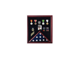 4 x 6 Flag Display Case Combination For Medals Photos - Cherry, , The Military Gift Store, Display Case Accessories, Flag and Medal Display Cases, Sword Display Products