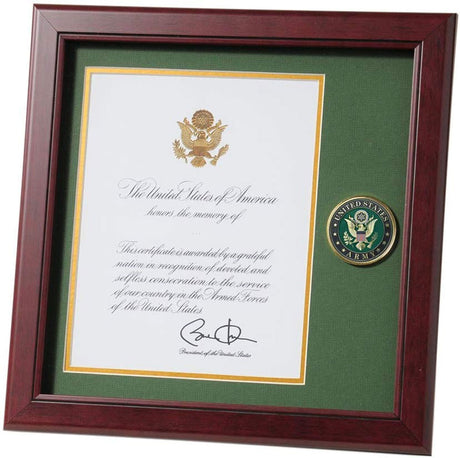 Army Presidential Memorial Certificate Frame with Medallion - 8 x 10 inch, Army Presidential Memorial Certificate Frame with Medallion, The Military Gift Store, Awards Case