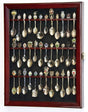 36 Spoon Display Case Cabinet Holder Rack Wall Mounted -Cherry Finish