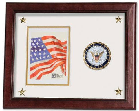 Flag Connections U.S. Navy Picture Frame with Medallion and Stars - 5 x 7 inch