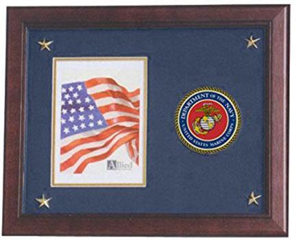 Flags Connections U.S. Marine Corps Picture Frame with Medallion and Stars - 5 x 7 inch