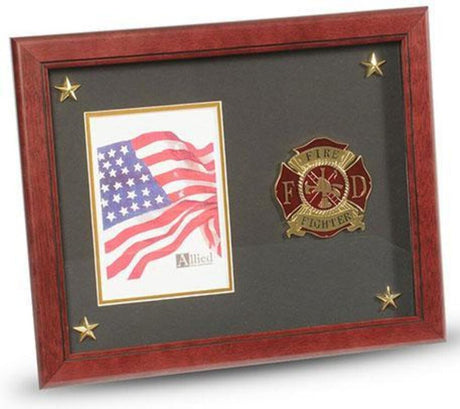 Flag Connections Firefighter Medallion Picture Frame with Stars, 5 by 7-Inch.