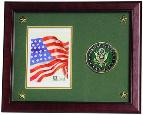 Flag Connections United States Army Vertical Picture Frame with Medallion and Stars.